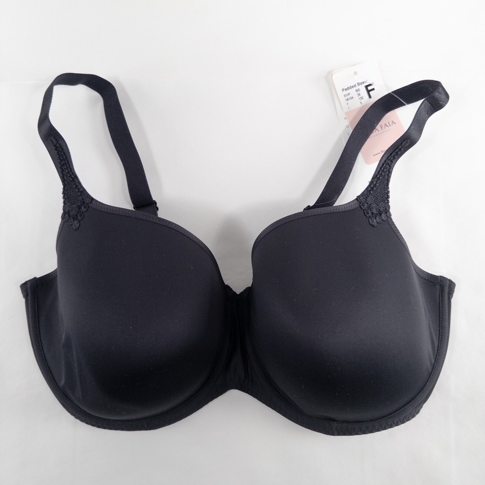 Rosa Faia Beautyfull Bra 38F Black Padded Basic Underwire Style 5439 New